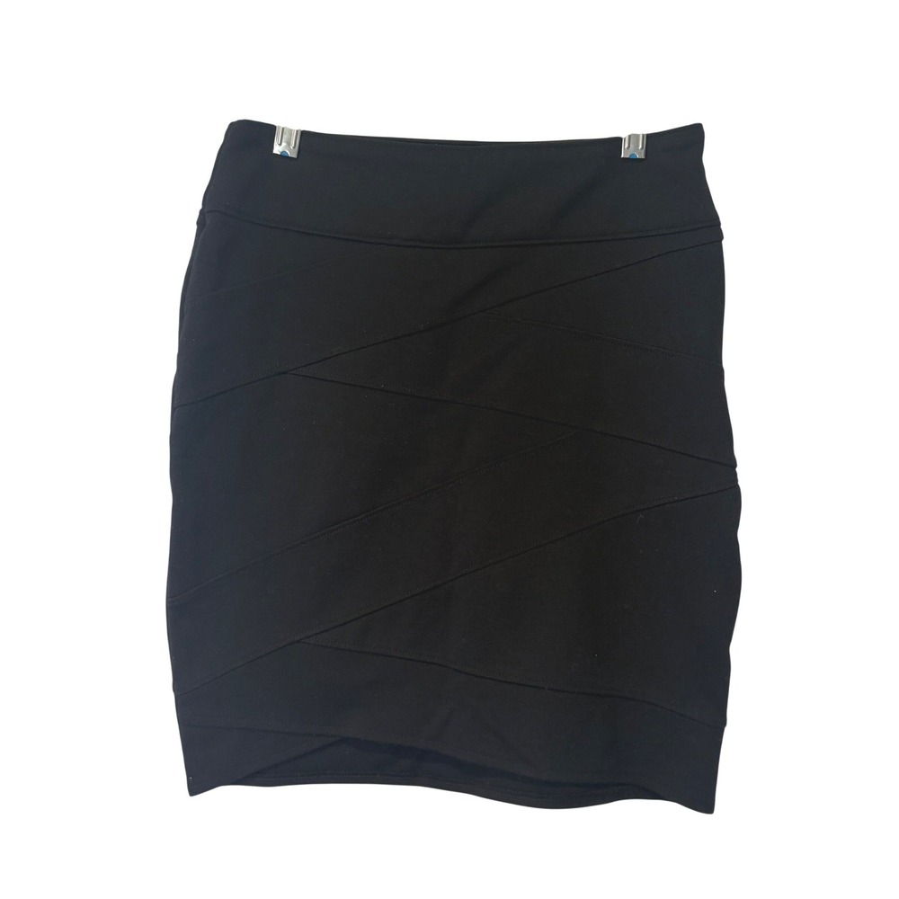 Silence + Noise Black Bandage Mini Skirt Side Zip Bodycon‎ Stretch Womens Small
